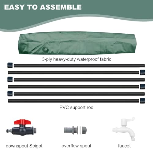 Sistema di raccolta dell'acqua piovana pieghevole, ecologico, 500 l, con supporto, rubinetto e copertura per il risparmio idrico del giardino