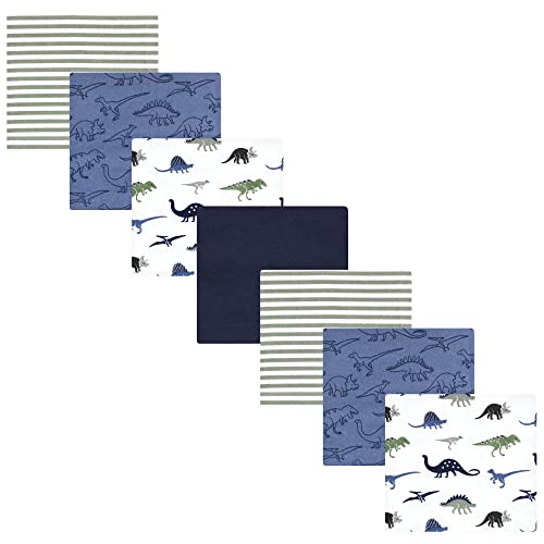 Image of Hudson Baby Unisex Baby Cotton Flannel Receiving Blankets Bundle, Blue Green Dino, One Size