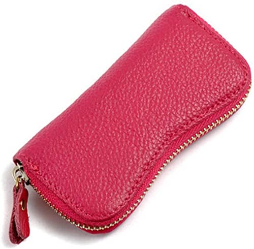 MOSHUO Car Key Case Wallet Cover with Six Stainless Steel Hooks Smart Key Holder Protection Keychain Bag for (Color : Pink)