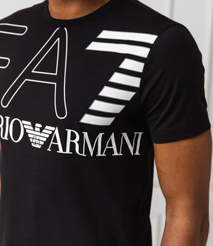 Emporio Armani Camiseta para hombre EA7 6GPT11 PJ02Z, manga corta, cuello redondo, Negro , S