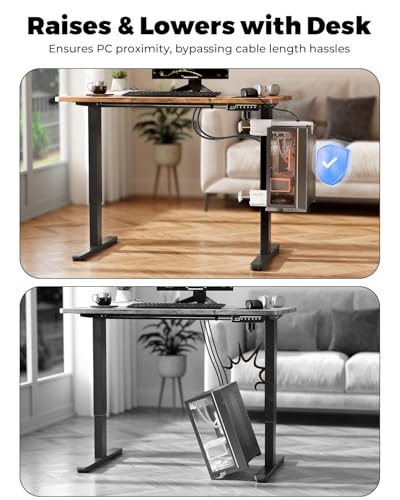 Image of JOY worker Under Desk PC Mount with Protective Arms, Clamp-On Leg CPU Mount