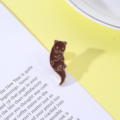 Image of Otter Enamel Pin Cute Cartoon Animal Brooch Pins Sea Otter Gift Jewelry Backpack Lapel Brooches for Men Women Otter Lover Gift