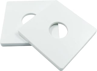 2pcs ABS Plastics Wall Split Flange, Square Shaped Escutcheon Plates, Wall-mounted Water Pipe Cover Plate with 28mm Diameter Hole (White)