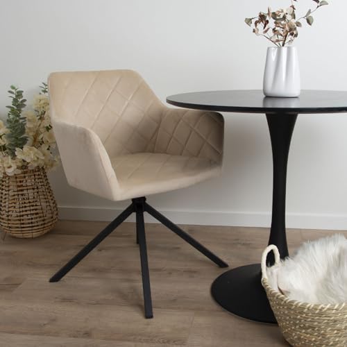 Milton & Oldbrook Velours Chaise de Salle à Manger Pivotante Malmo Beige