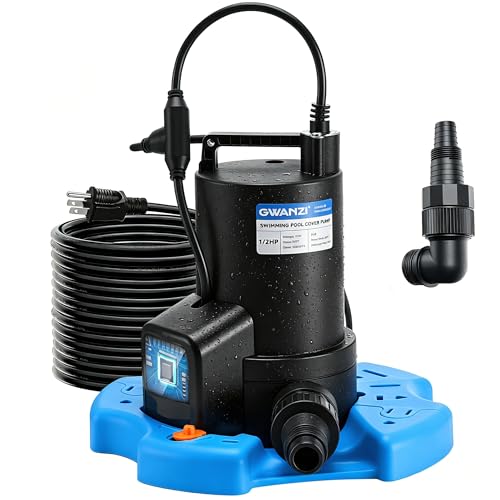 1/2HP Swimming Pool Cover Pump Automatic On/Off 3500GPH Submersible Water Pump with Filter Net 3/4” Check Valve Adapter & 25ft Power Cord 110V Sump Pump for Swimming Pool Hot Tubs Pond Basement