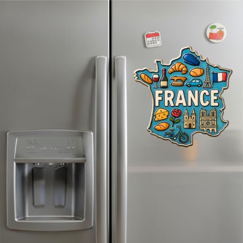 Image of Souvenir Fridge Magnet | 4x3 Inch Collectible Travel Decor | Strong & Durable Refrigerator Magnet with Iconic Landmarks for Travelers (France)