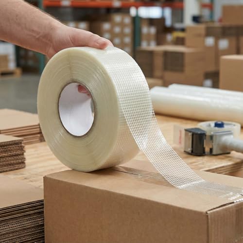 Image of Mario Cross Filament Tape 48mm x 50m (2Inch)-Strong Fiberglass Tape for Cricket Bat Protection, Crack Repair & Bat Face Shielding, Strong Strapping & Export Box Sealing, Industrial Security Packaging