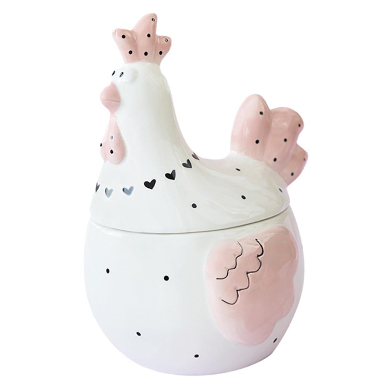 Grand récipient de stockage en céramique GALPADA au design poulet traditionnel