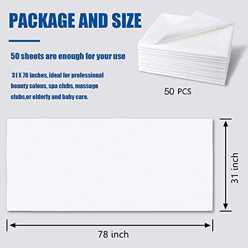 Image of Disposable Bed Sheets, 50 Pcs Waterproof Bed Cover for SPA Tattoo Massage Table Hotels Non Woven Fabric 31 inch x 78 inchWhite