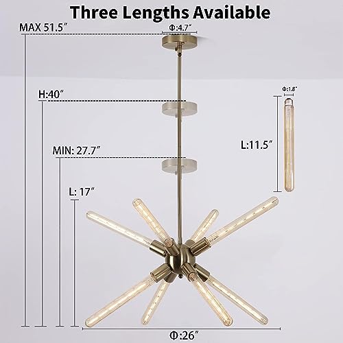 Bombillas de tubo LED E27 en lámparas de araña y luces de techo níquel arena 6