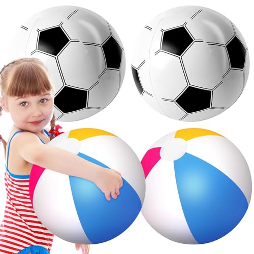 Kezidhp 4 Stück Wasserball Aufblasbar, Wasserball Kinder, 40CM Strandball, Wasserspielzeug Kinder, für Erwachsene Strand, Pool Party, Outdoor-Aktivitäten,Schwimmbad Spielzeug