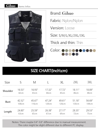 image for Gihuo Men's Fishing Vest Utility Safari Travel Vest with Pockets Outdo