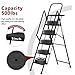 5 Step Ladder with Tool Tray, Foldable Step Stool with Handrails, Non-Slip Wide Pedals & Lightweight Steel Frame, Portable Household Ladder for Kitchen, Bathroom, Office, Cleaning (500 lbs Capacity)