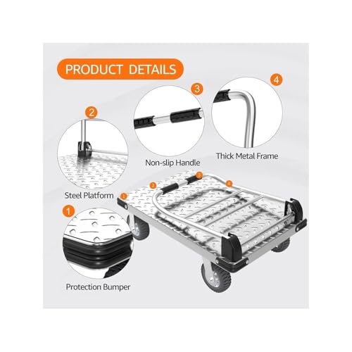 Carretilla plegable resistente con ruedas giratorias para carga miniatura 4