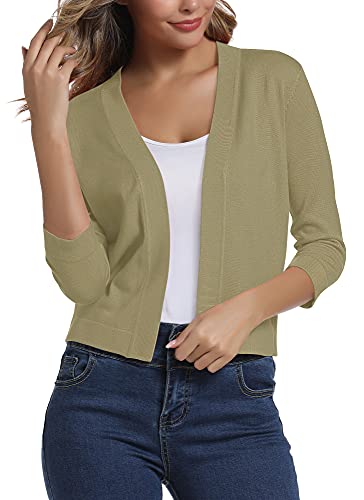 Urban CoCo women's 3/4 sleeve cropped cardigan