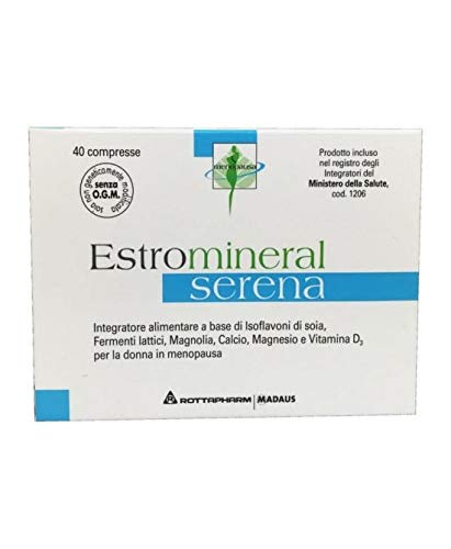 Estromineral Serena Integratore Alimentare Menopausa con Isoflavoni di Soia, Fermenti Lattici, Magnolia, Calcio, Magnesio e Vitamina D3 senza Glutine e Lattosio, 40 Compresse