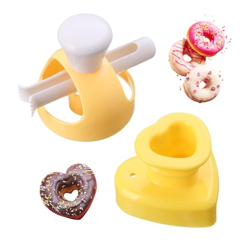 2 stampi per ciambelle con pinza per dip, stampo per pane cavo, timbri a cuore, utensili da forno per la casa, taglierina per ciambelle, stampo per dolci cavi