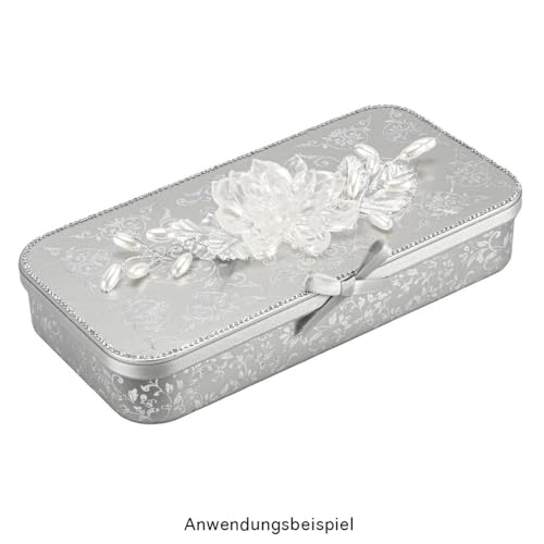 Ideen mit Herz Metall-Boxen mit Scharnier-Deckel | Blech-Kiste | Aufbewahrung für Kleinteile, Schmuck, auf Reise | 20,3 cm x 10,3 cm x 3,5 cm | 3 Stück