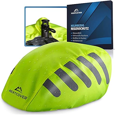Nextcover Universal Fahrradhelm Regenschutz I 100% Wind- & Wasserdichter Helmbezug I Reflektierende Fahrrad Regenhaube passend für alle Helme I Helm Überzug Cover