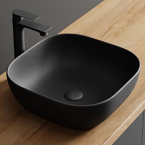 Planetmöbel Aquil Deluxe Lavabo quadrato | Lavabo da appoggio per bagno e WC degli ospiti | Lavabo...
