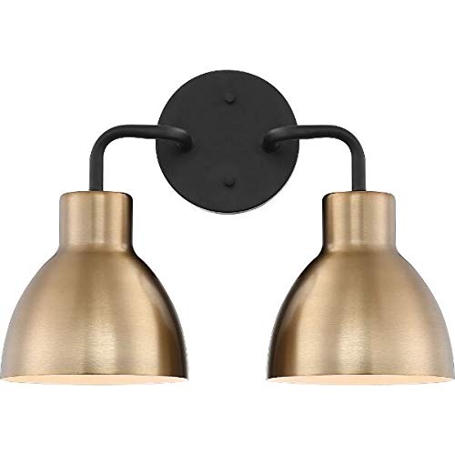 Nuvo 60/6792 Sloan 2-Light Vanity Fixture, Matte Black And Brass Finish #TOP1