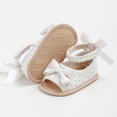 Image of HsdsBebe Baby Girls Sandals Bohemia Flower Bow Soft Sole Toddler First Walkers Beach Summer Shoes