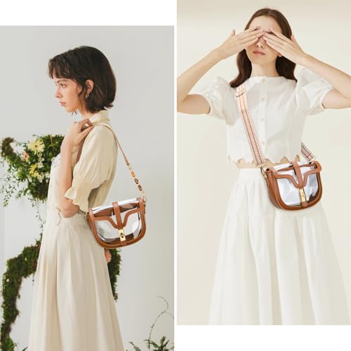 KKXIU Clear Crossbody Bag for Women Stadium Approved Vegan Leather Concert Shoulder Sports See-Through Purse2