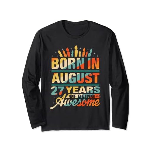 Agosto 1995 27 Años 27 Cumpleaños Regalos Vela Gráfico Manga Larga