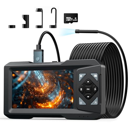 KIRFEIHT Endoscope Camera with Light - Industrial Borescope with 32GB Card,...