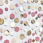 Champagne Gold Dusty Pink Decorations Circle Dots Garland Gold Pink Nude Neutral Cream White Boho Hanging Polka Dot Streamer for Bridal Shower Birthday Wedding Engagement Baby Shower Party Supplies - Image 4