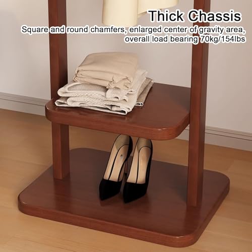 Cintre de sol en bois massif marron 60 cm avec double étagère - 7