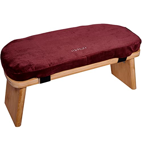 Zen Power Yoga Bench, klappbare Yoga Bank aus Holz, ergonomische Meditationsbank, Gebetshocker für spirituelle Momente im Alltag, bequem und weich gepolstert,...