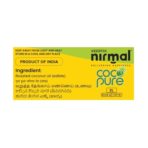 Image of Keerthi Nirmal Coco Pure Coconut Oil - Double Roasted Coconut Oil for Cooking, Hair & Skin Care - Ideal for Everyday Use (2 Ltr)