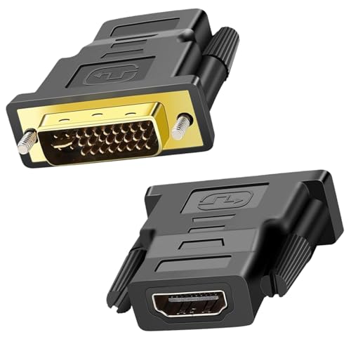 Luxiremi 2 adaptadores DVI a HDMI, DVI-D macho de 24 + 5 pines a HDMI hembra, con conectores chapados en oro, compatible con proyector, monitor de computadora, TV Box, HDTV, reproductor de DVD y más