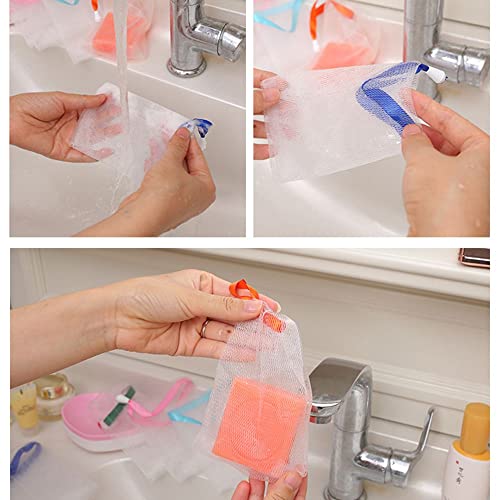 10 Pcs Foaming Mesh Bags, Portable Soap Saver Bags Hangable Net Soap Pouches, Nylon Drawstring Bags Shower Foaming Mesh Face Cleansing Tool #TOP5