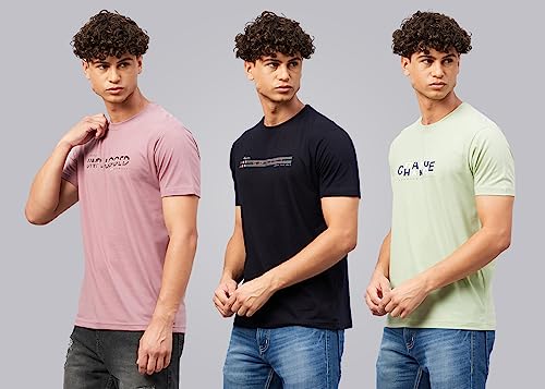 Image of Aspirer Mens Printed Round Neck T-Shirt Combo (Pack of 3)