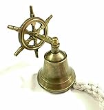 crystal-crafts Maritime Wandglocke aus Messing mit nautischem Schiffsglocke, Wanddekoration