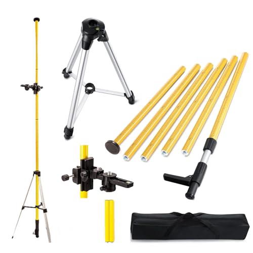 Tripode Nivel Laser,Rosca 1/4"-20 5/8"-11, Altura Ajustable De 70 a 360 Cm, Cabezal Multifuncional, Nivel Incorporado, Trípode De Aluminio, Con Barra Extensible Para Escáner Láser
