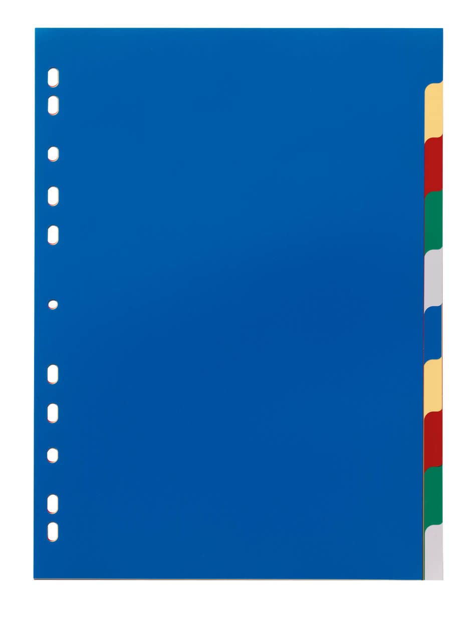 Durable Ordnerregister, aus PP, Tabe blanko/2 x 5-farbig, für A4, 10 Blatt, 25er Packung, 674027