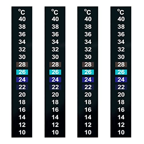 Jagowa 4 pegatinas adhesivas para termómetro LCD con detección de tiras de 10 a 40 ℃ para acuario, pecera, cerveza, fermentación, control de temperatura