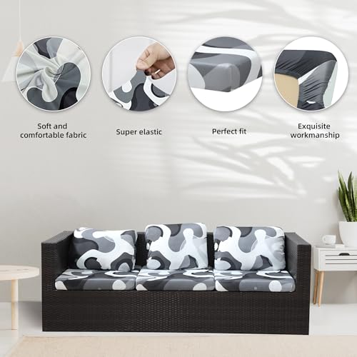 Image of 8Pcs Stretch Patio Cushion Covers,Outdoor Couch Covers Replacement,Outdoor Couch & Sofa Slipcovers,for Patio Furniture Cushion Covers,Washable Reusable urniture Protector(Black Camouflage,8PCS)