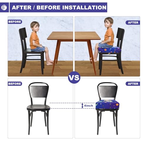 Image of Toddler Booster Seat for Dining Table, Portable Booster Seat for Kitchen Chair, 4 Inch High-Density Foam Cushion with Adjustable Safety Straps and Non-Slip Bottom, Perfect for Kids Travel and Daily