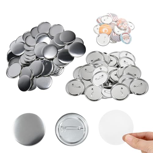 100 Stück Buttons Selber Machen, Ø 75mm DIY Ansteckbuttons Set Blanko Knopf Pins | Inkl. Anstecknadeln & Ersatzteilen | Buttonmaschine Zubehör für DIY Ansteckbuttons, Souvenirs (75mm)