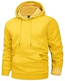 MAGCOMSEN Casual Sweatshirts for Men Cotton Hoodie Stylish Active Plain Sweatshirts Soft Midweight Pullover Spring Fall Winter Sweatshirts Yellow L
