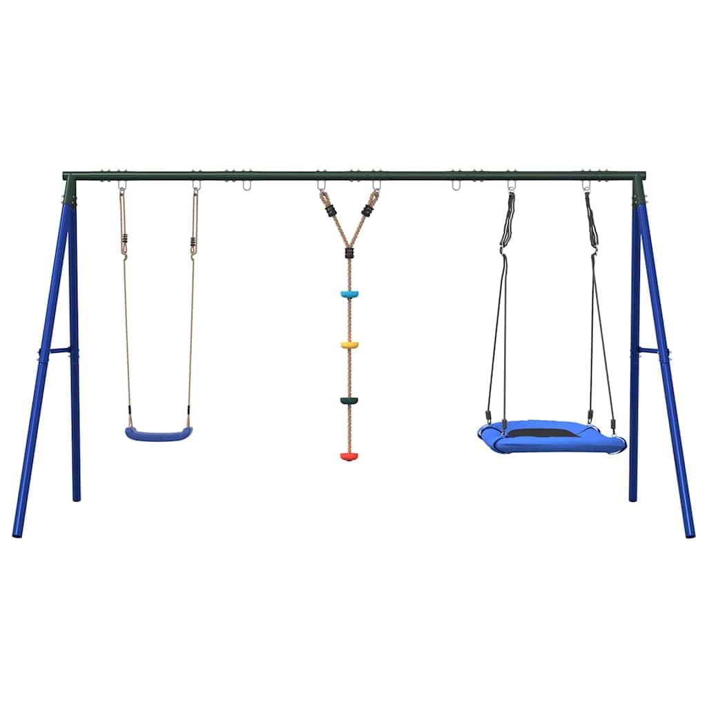 Schaukel-Set mit Schaukelsitz, Kletterschaukel, Nestschaukel aus lackiertem Stahl, 341x185x185 cm, 200 kg Belastbarkeit, für Garten, Outdoor Spielplatz, Kinderspielzeug, Bewegung, Balance