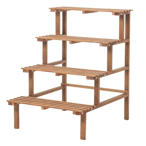 Escalera para Flores Trapezoidal Interior, Estante de Esquina para Múltiples Macetas, Soporte Alto de 4 Niveles, Soportes para Plantas Madera, Estantería Exhibición para Jardín, Patio