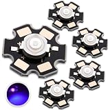 LEDGUHON 365nm UV LED Chip Bulb,5PCS Purple High Power COB Light Beads with Aluminum Plate 20mm Star PCB Base Heat Sink,for Repairing Lamps, DIY Lighting (700mA,3.2-3.6V,140deg,365-370nm)