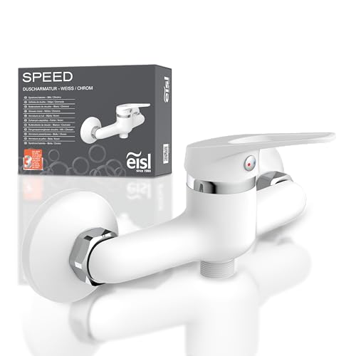 EISL Duscharmatur SPEED, Badarmatur, Einhebelmischer, problemloser Anschluss an den Brauseschlauch, Chrom/Weiß