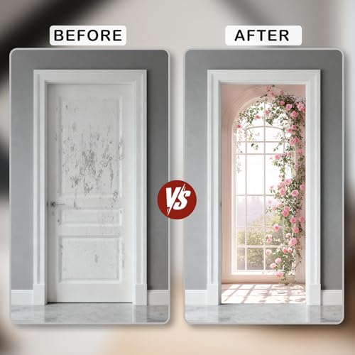 Image of Nuxovilar Romantic Floral Arch Door Stickers Peel Stick PVC 30.3x78.7 in