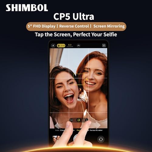 Image of Shimbol CP5 Ultra Black, 5 inch FHD Touch Screen Wireless Vlog Selfie Phone Monitor | Reverse Control for iPhone 17 /16 /15 /14 /13 /Pro /Pro Max /Plus Magnetic Snap-On, Built-in Speaker, Compatible with Android
